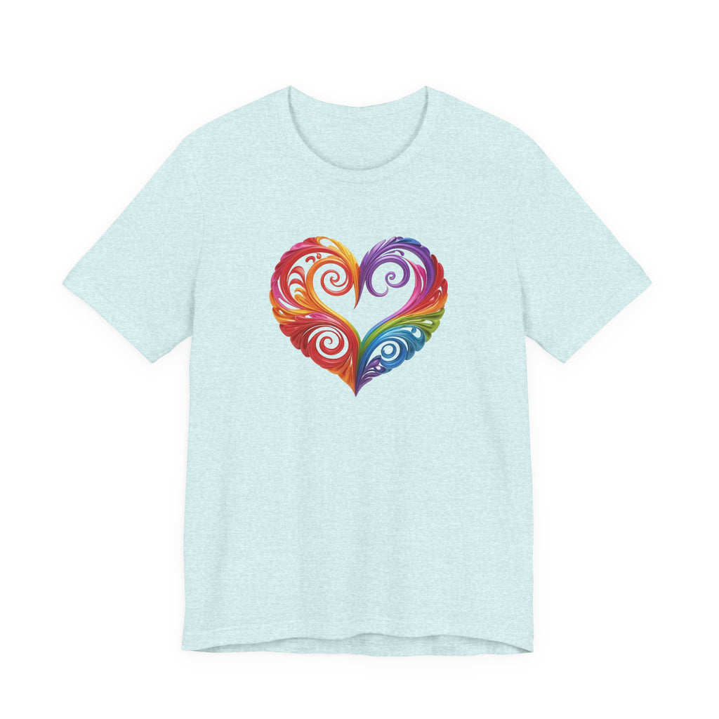 Rainbow Swirl Heart Tee — Pride-Inspired Graphic T-Shirt