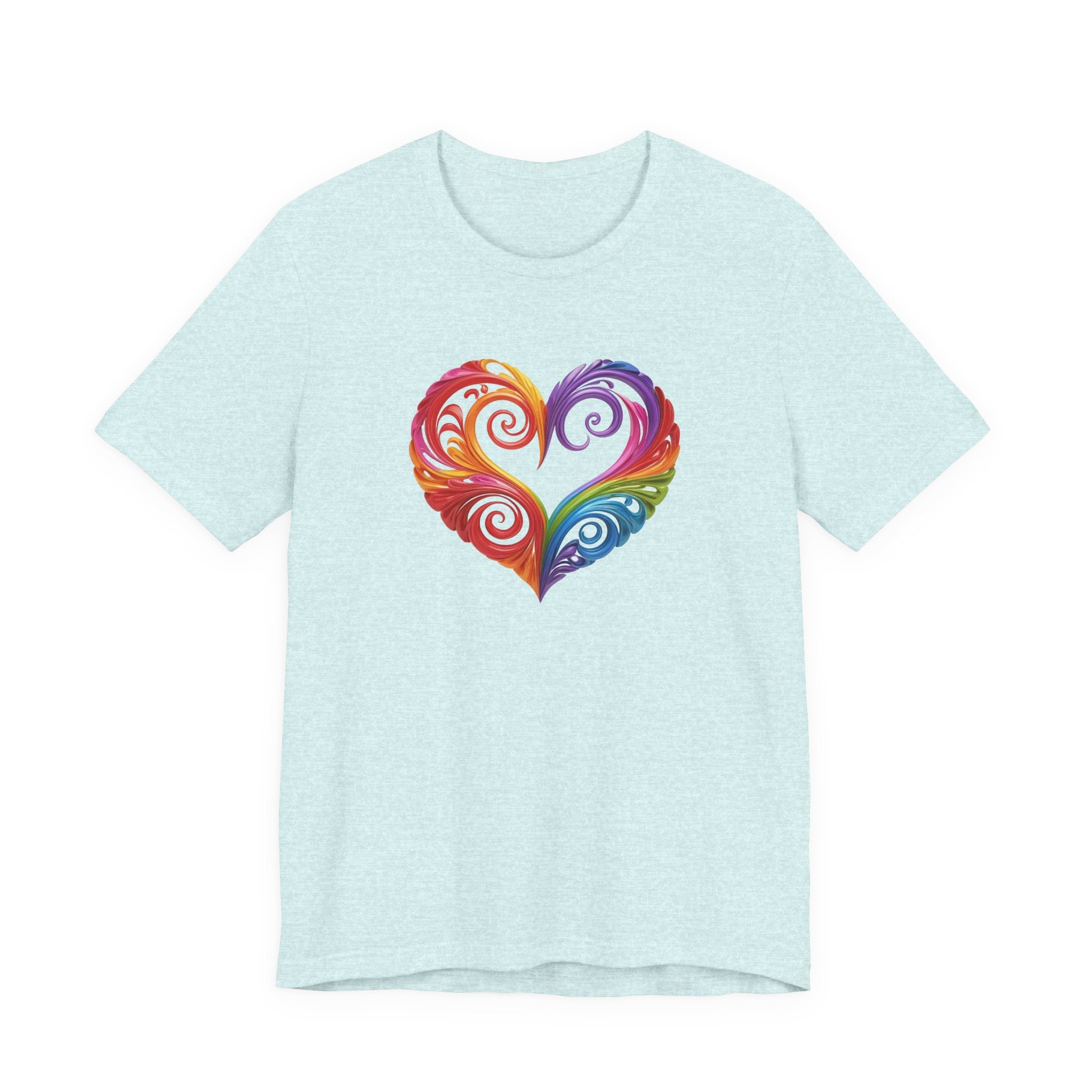 Rainbow Swirl Heart Tee — Pride-Inspired Graphic T-Shirt