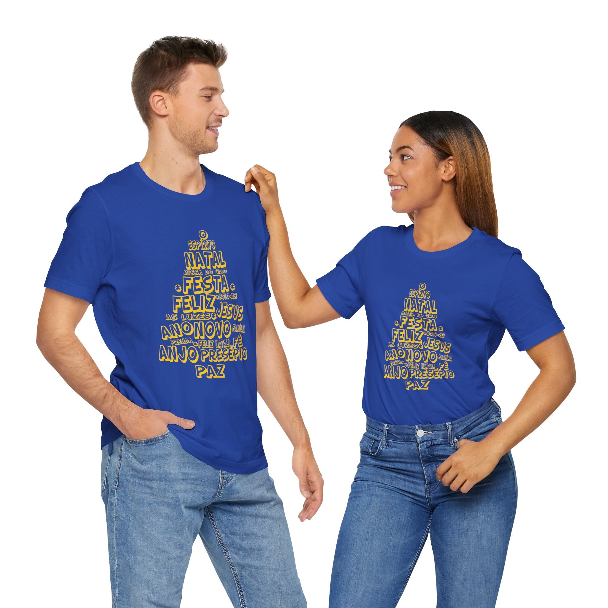 Portuguese Christmas Tree Typography Tee – Feliz Natal Portuguese Holiday T-Shirt