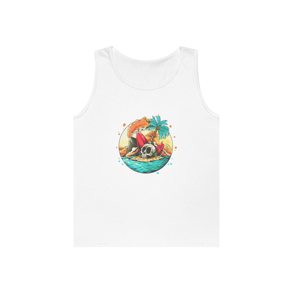Beach Vibes Unisex Heavy Cotton Tank Top, Perfect for Summer, Casual Wear, Beach Days, Vacation, Festival Outfit
