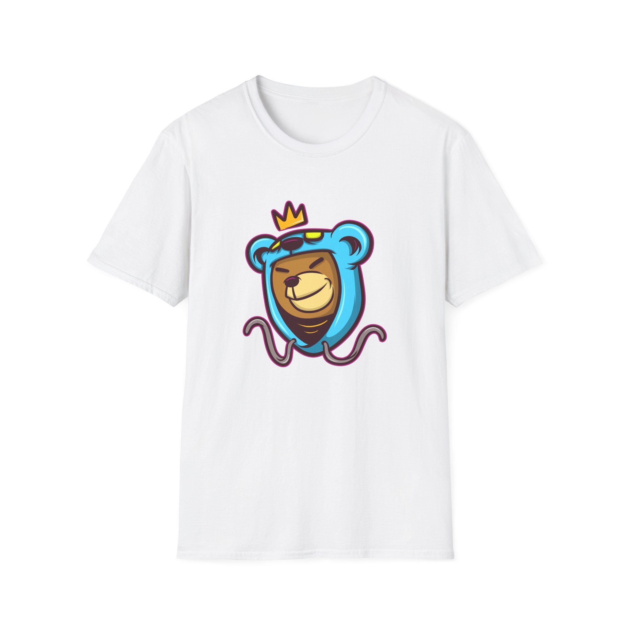 King Bear Graphic Tee - Unisex Softstyle T-Shirt, Casual Wear, Streetwear, Gift for Animal Lovers, Fun Fashion