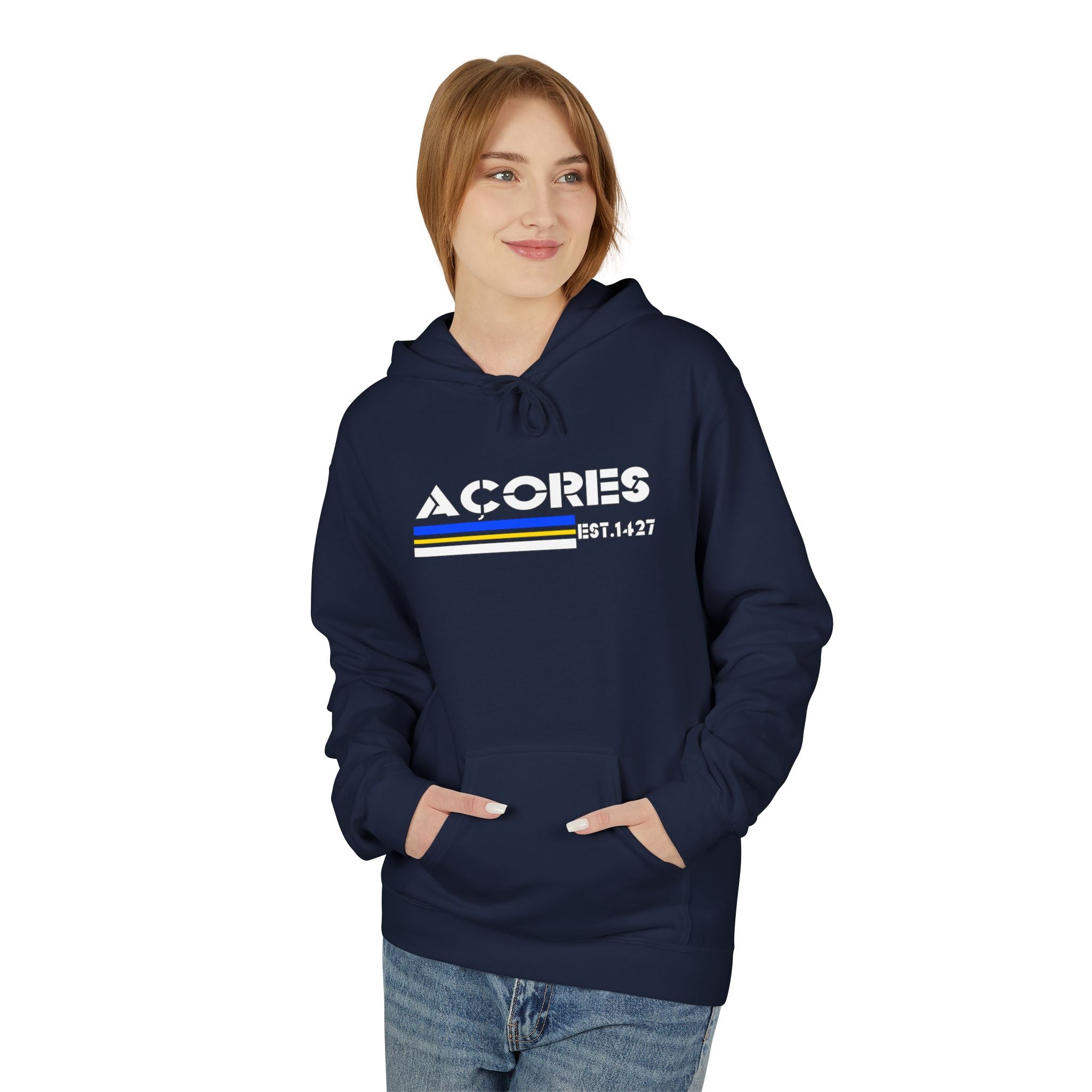 Acores Retro Style Unisex Fleece Hoodie with Graphic Design
