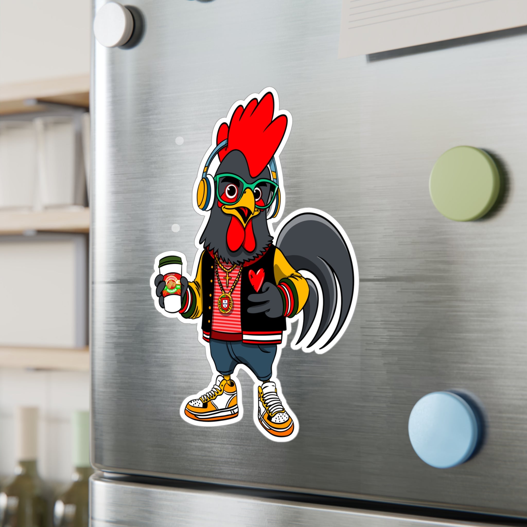 Hipster Rooster Kiss-Cut Vinyl Decals for Car, Laptop, Water Bottle, Fun Gifts for Teens, Unique Home Decor