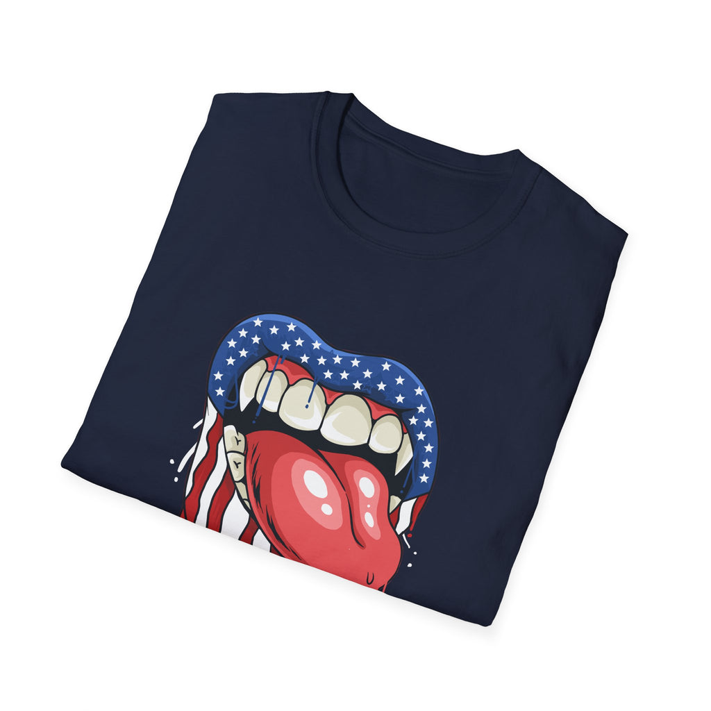Patriotic Graphic Tee, Softstyle T-Shirt for July 4th, Party Wear, Casual Outfits, Unique Gift for Americans