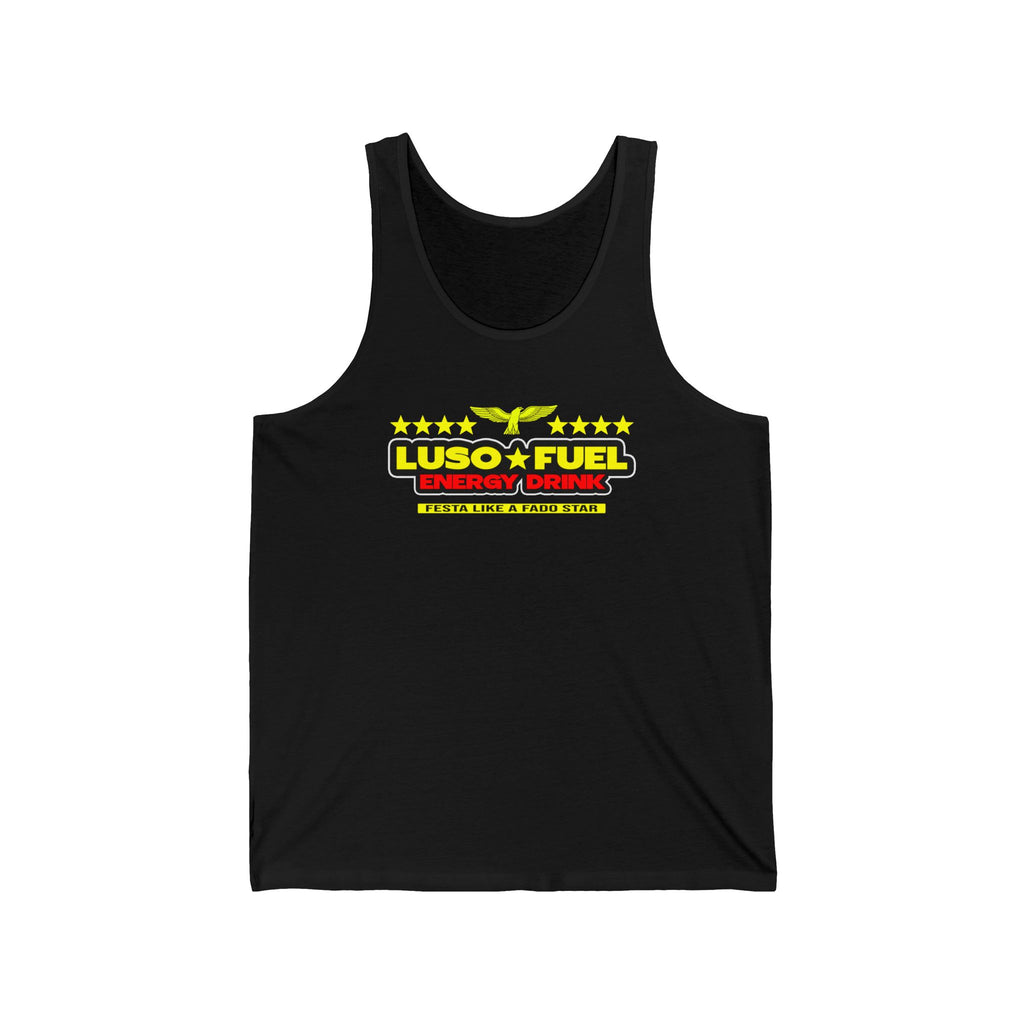 Luso Fuel Energy Drink Unisex Jersey Tank, Fitness Apparel, Summer Top, Workout Shirt, Gifts for Athletes, Gym Wear