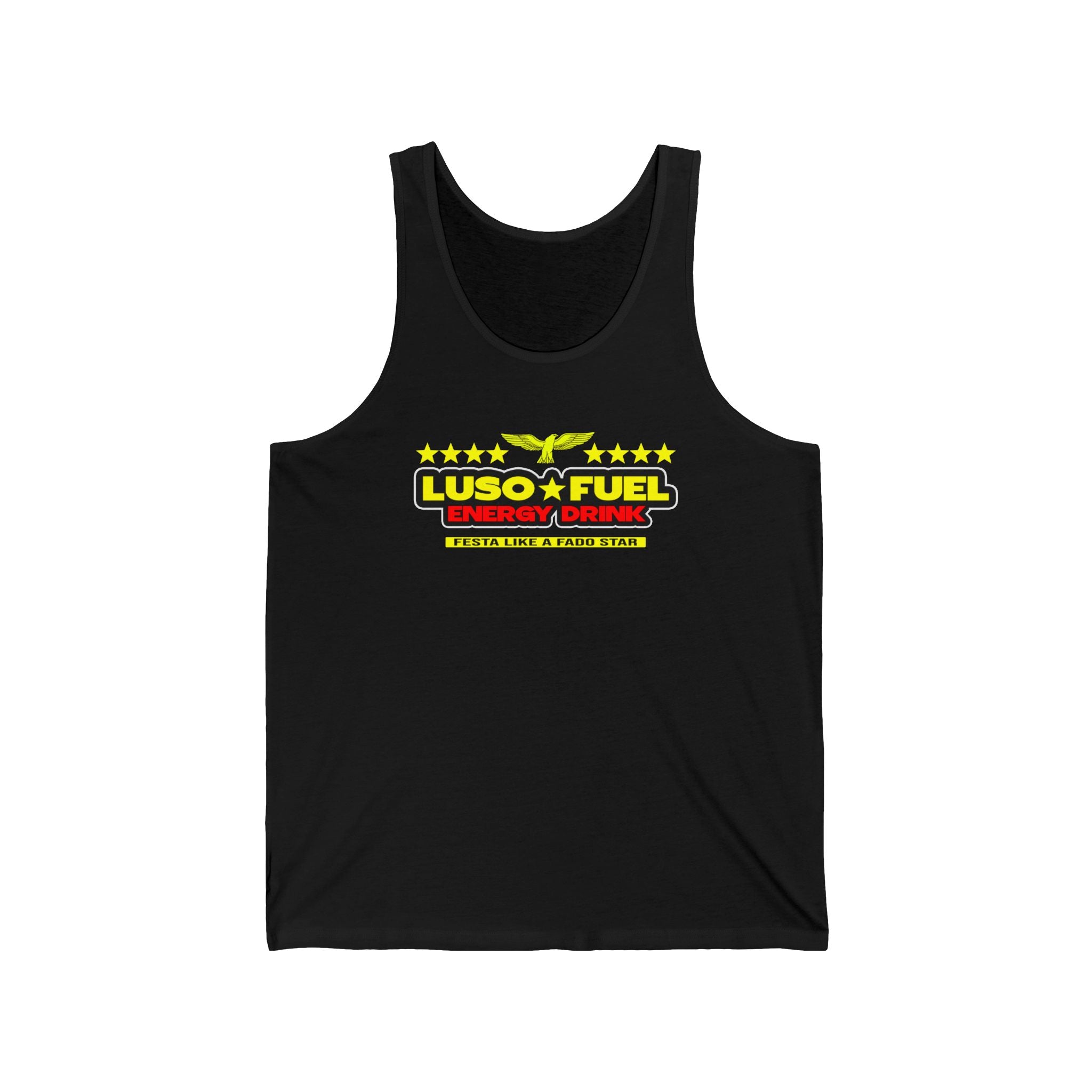 Luso Fuel Energy Drink Unisex Jersey Tank, Fitness Apparel, Summer Top, Workout Shirt, Gifts for Athletes, Gym Wear