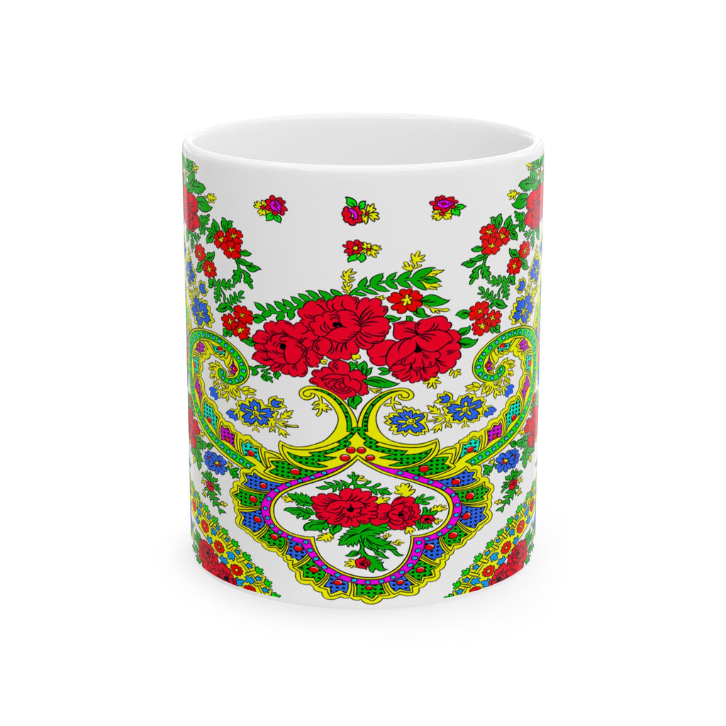 Viana de Castelo Vibrant Floral Ceramic Mug - 11oz
