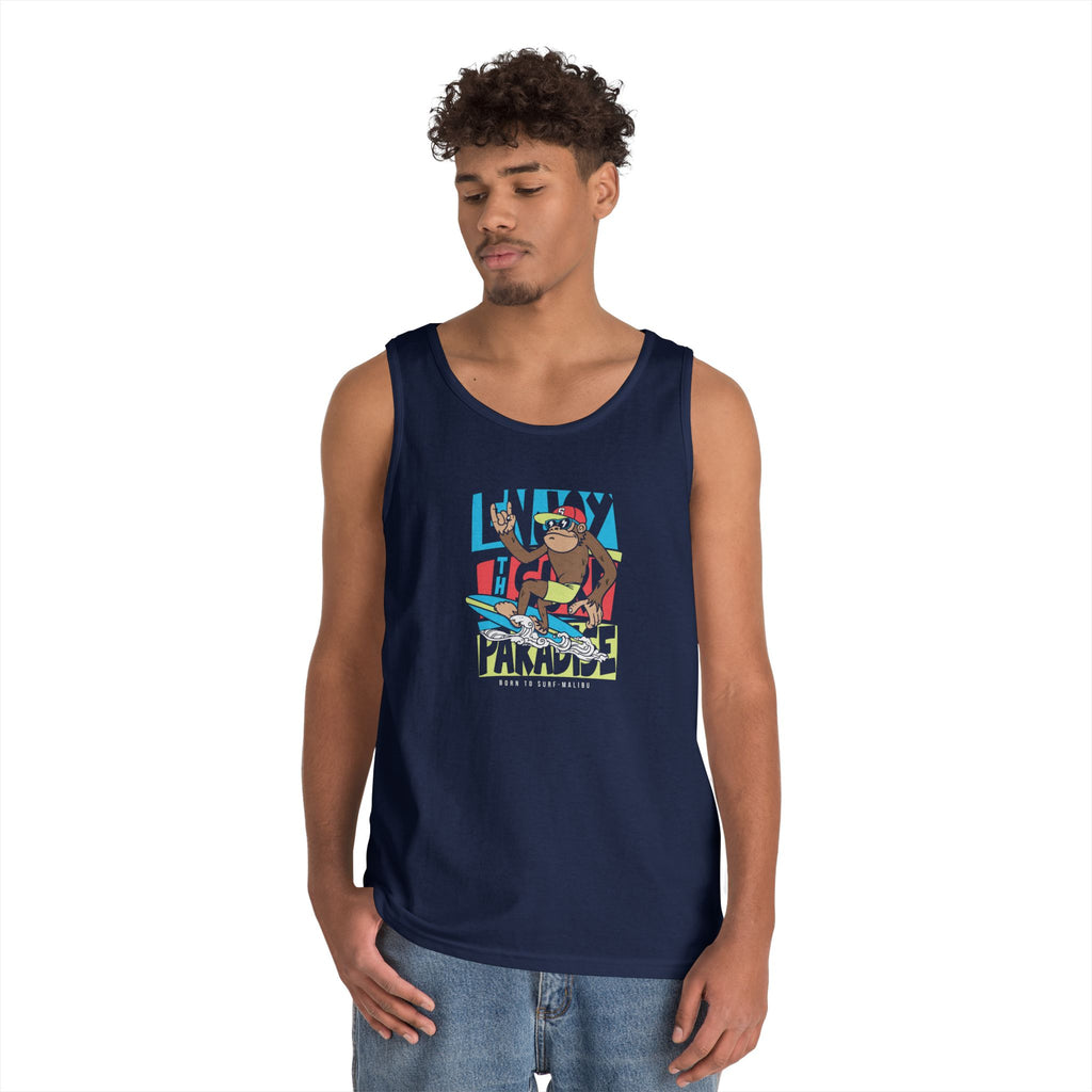 Lucky Paradise Unisex Heavy Cotton Tank Top, Summer Vibes Shirt, Fun Graphic Tee, Casual Wear, Beach Day Outfit, Gift for Him/Her