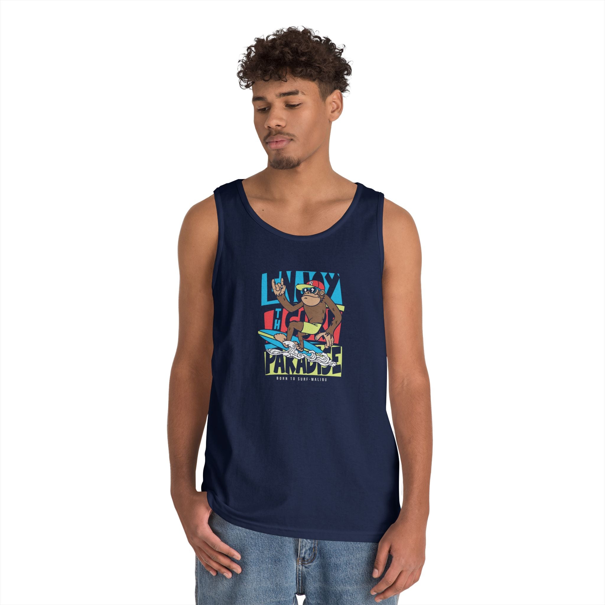 Lucky Paradise Unisex Heavy Cotton Tank Top, Summer Vibes Shirt, Fun Graphic Tee, Casual Wear, Beach Day Outfit, Gift for Him/Her