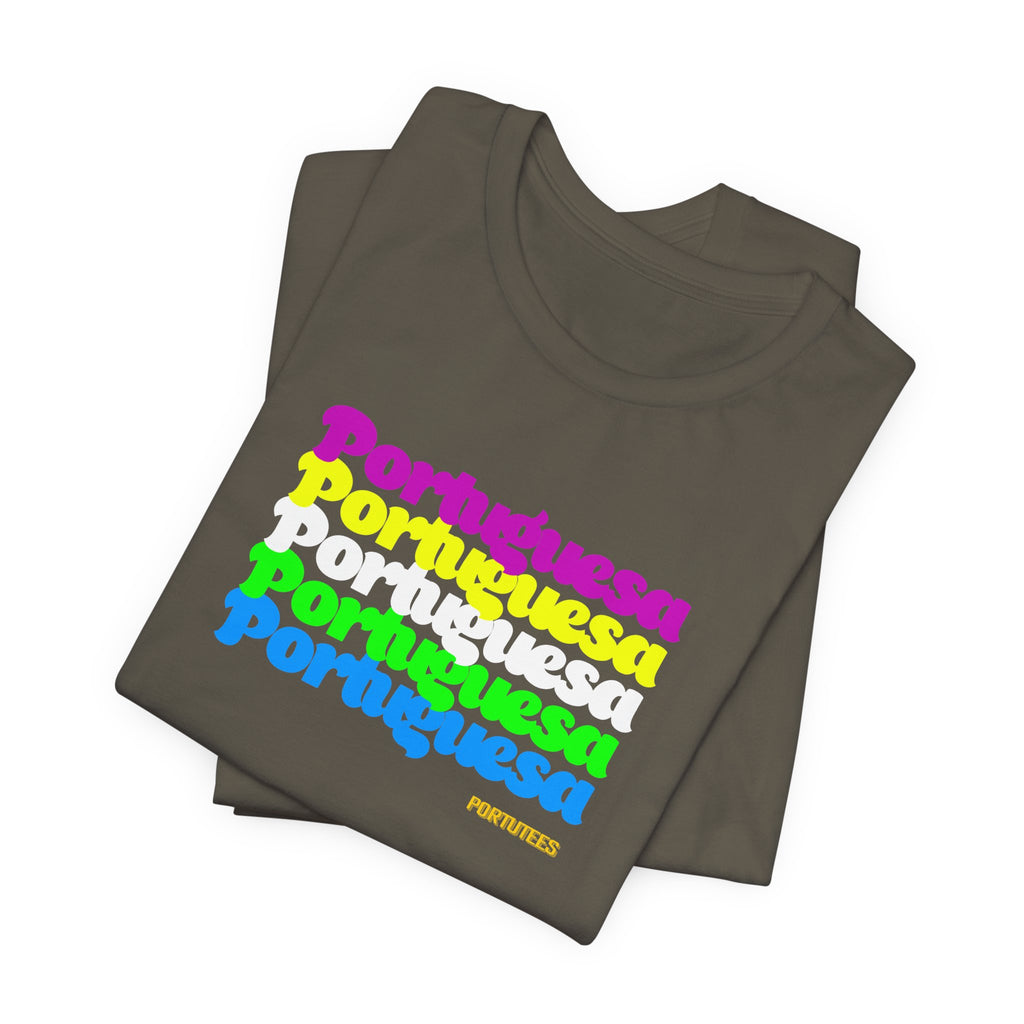 Portuguese Retro Rainbow Tee — "Portuguesa" Graphic T-Shirt
