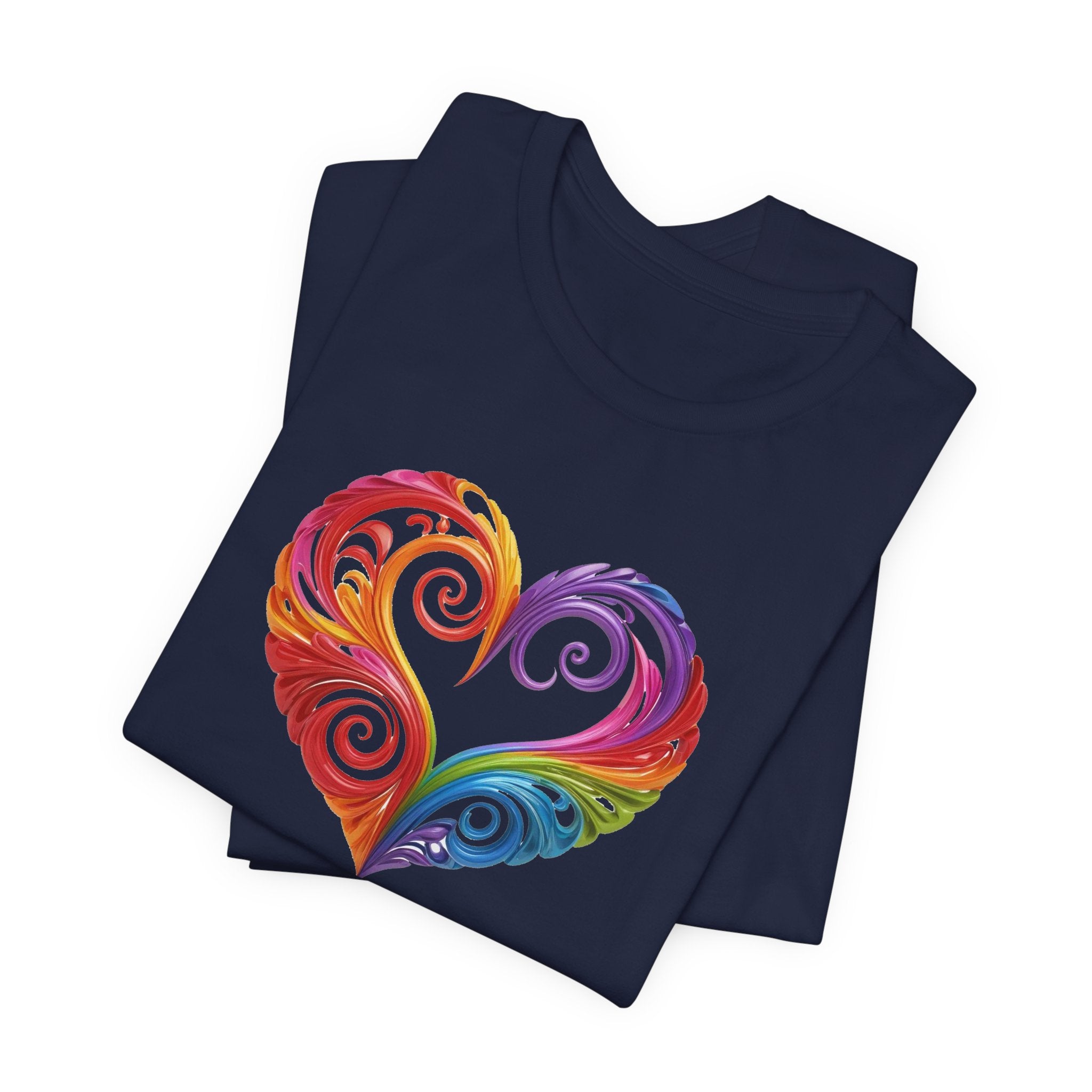 Rainbow Swirl Heart Tee — Pride-Inspired Graphic T-Shirt