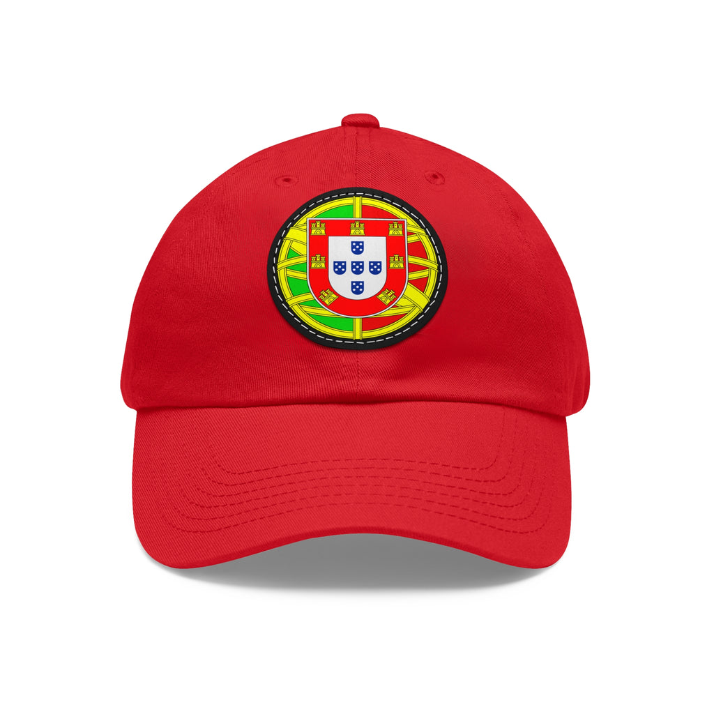 Portugal Flag Leather Patch Dad Hat — Embroidered Round Crest Baseball Cap