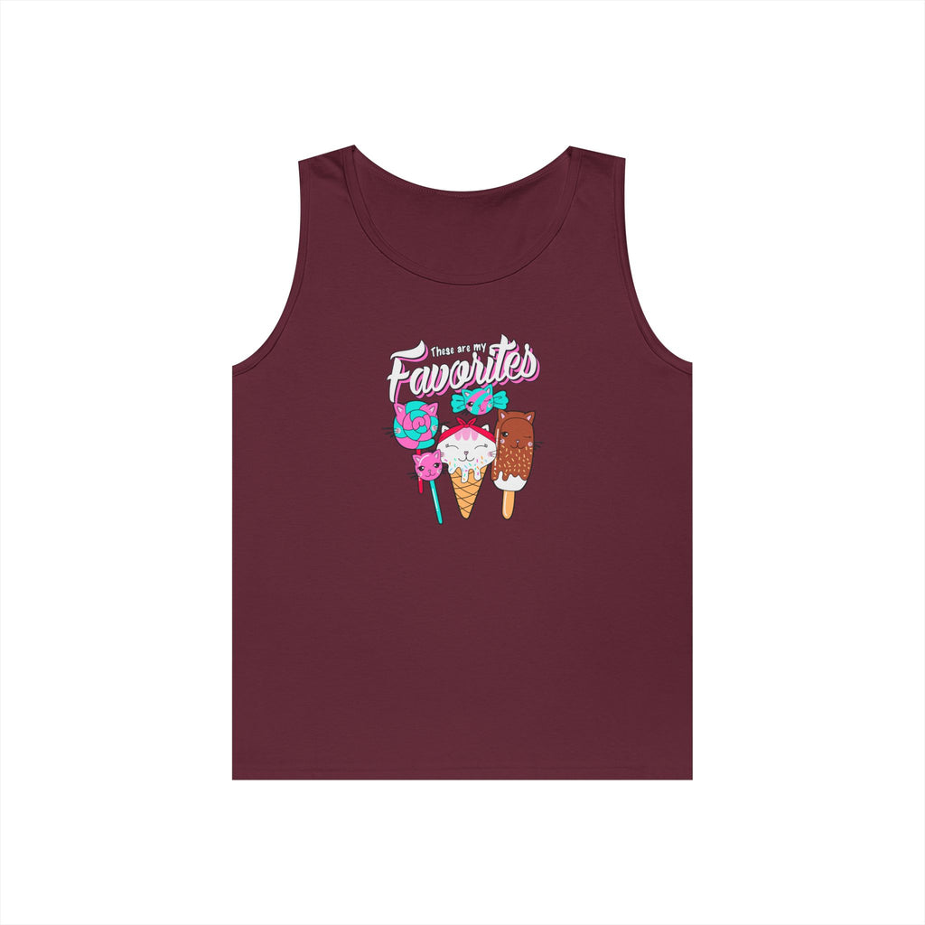 Ice Cream Favorites Tank Top, Summer Sleeveless Tee, Unisex Cotton Muscle Shirt, Ice Cream Lover Gift, Beachwear