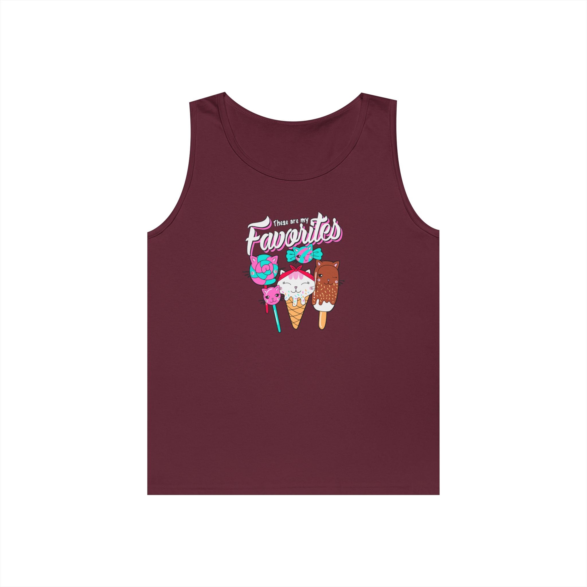 Ice Cream Favorites Tank Top, Summer Sleeveless Tee, Unisex Cotton Muscle Shirt, Ice Cream Lover Gift, Beachwear