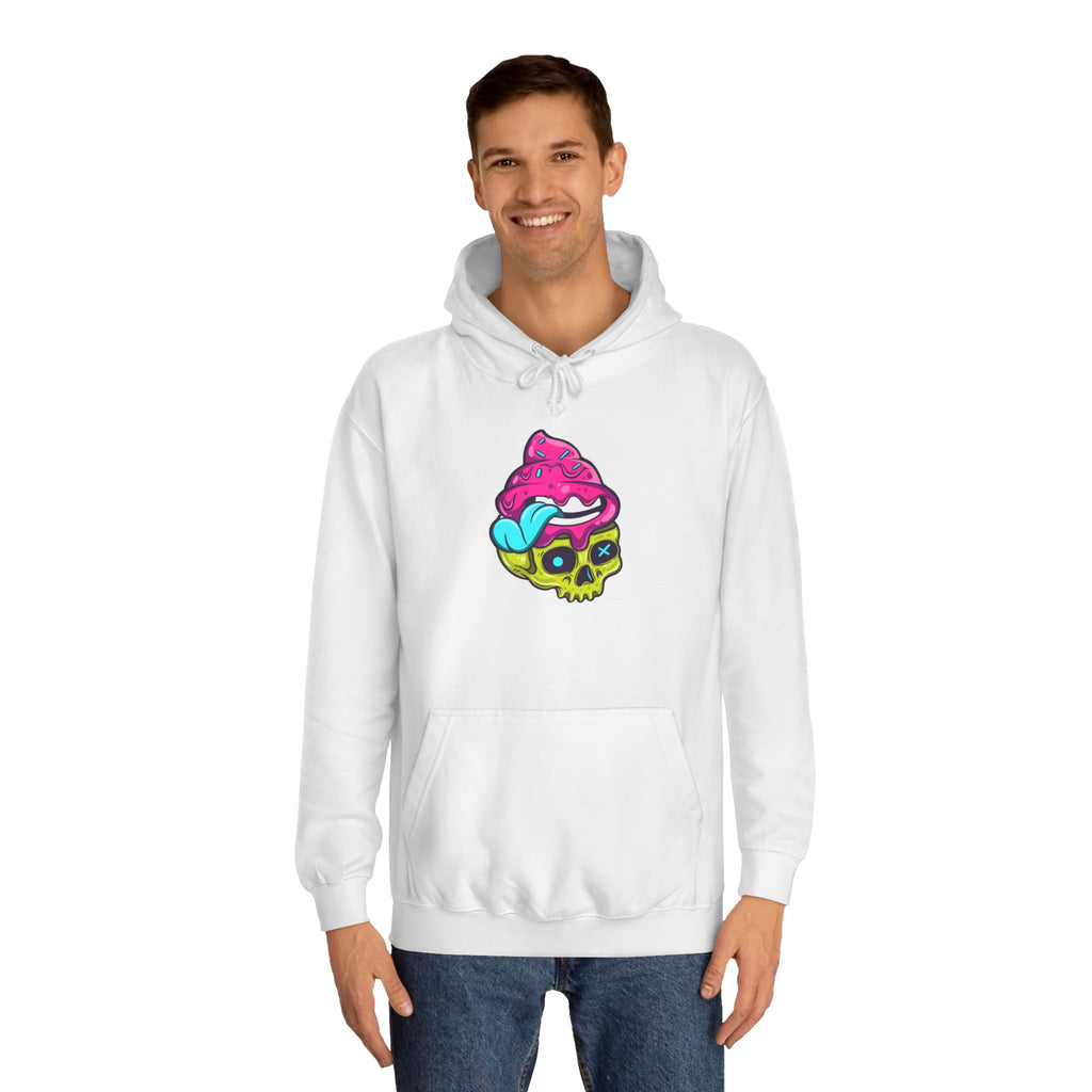 Colorful Skull Ice Cream Unisex College Hoodie, Trendy Streetwear, Casual Gift for Students, Halloween, Unique Fashion Statement