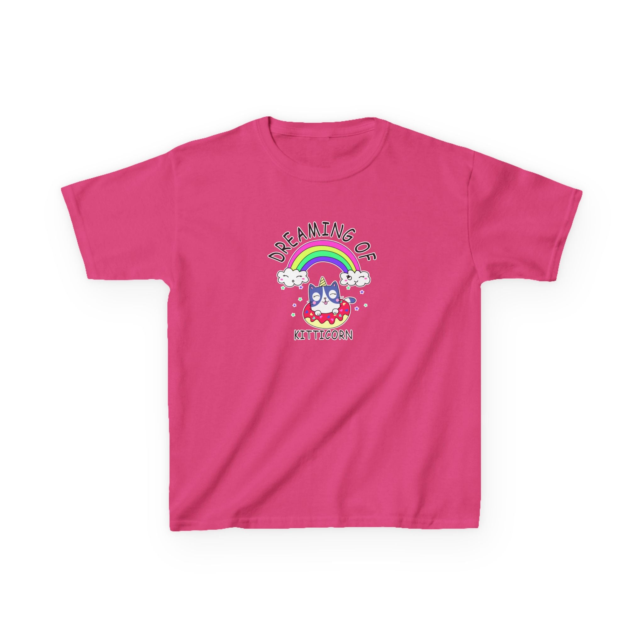 Dreaming of Kitticorn Kids Tee, Cute Cat Shirt, Fun Kids Apparel, Rainbow Tshirt, Birthday Gift, Summer Outfit
