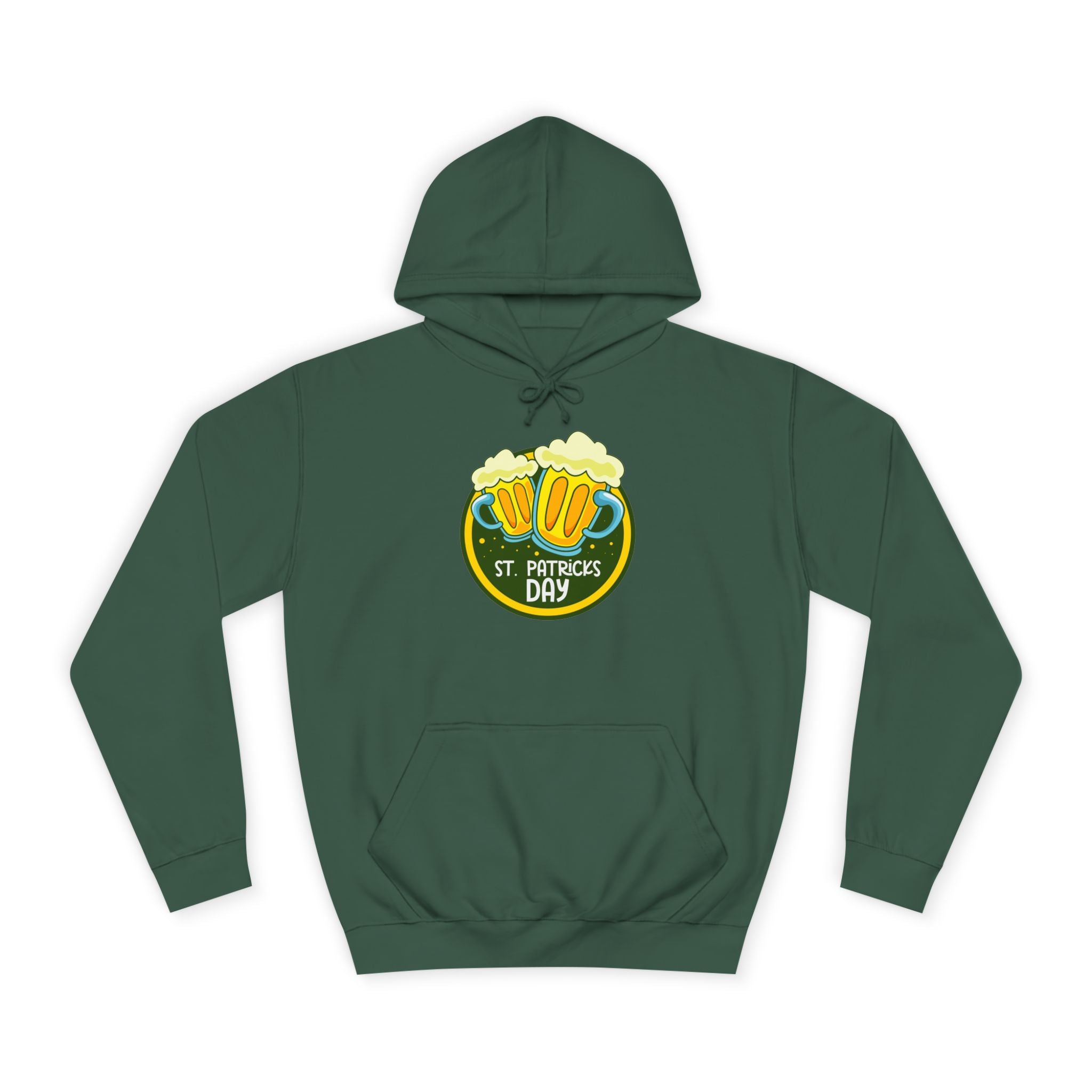 St. Patrick's Day Unisex College Hoodie, Irish Celebration Sweatshirt, Festive Hoodie, Beer Mug Gift, Cozy Holiday Apparel