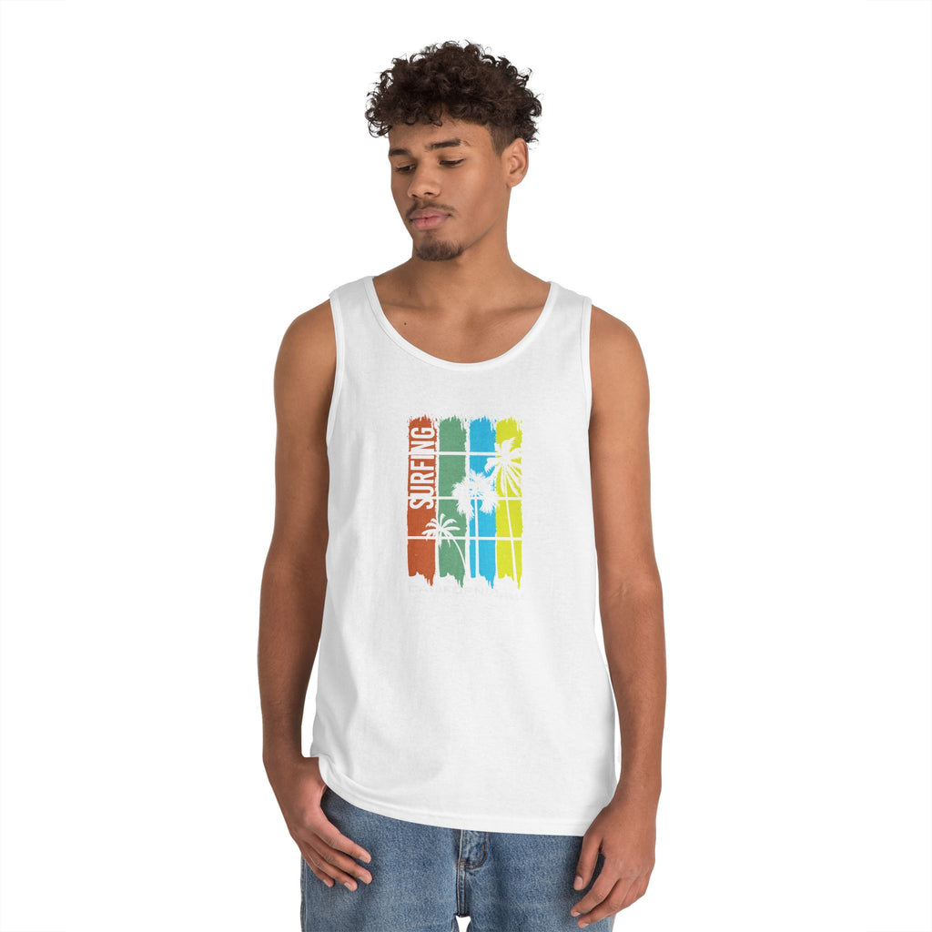 Surf Vibe Unisex Heavy Cotton Tank Top - Perfect for Summer, Beach Days, Relaxation, Surfing, Pool Parties, Vacation Wear