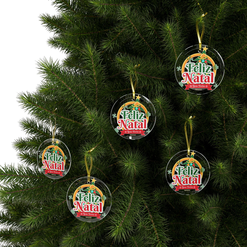 Feliz Natal Boas Festas Glass Ornaments