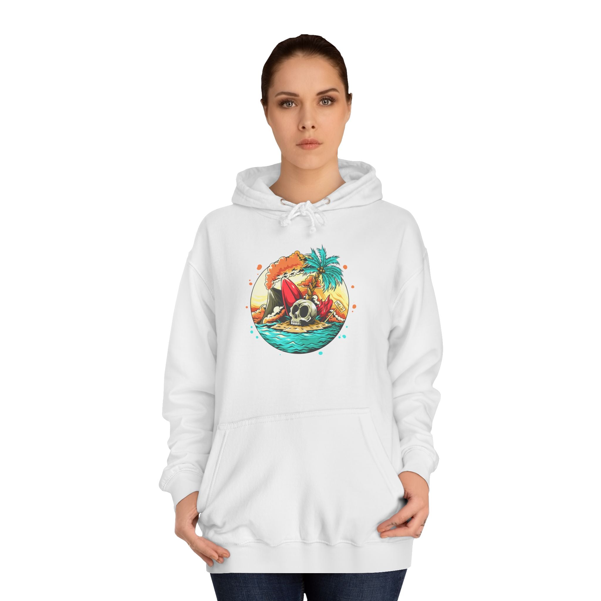 Tropical Paradise Unisex College Hoodie, Beach Vibes Sweatshirt, Summer Gift, Vacation Apparel, Cozy Hooded Pullover, Casual Wear
