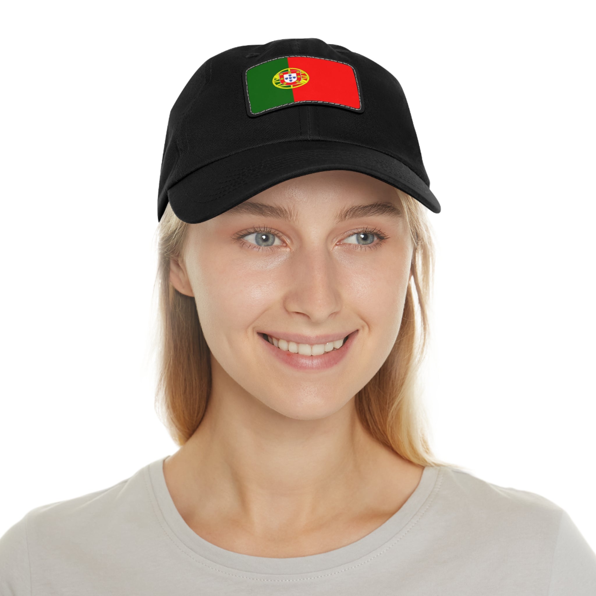 Portugal Flag Leather Patch Dad Hat – Vintage Rectangular Emblem Cap