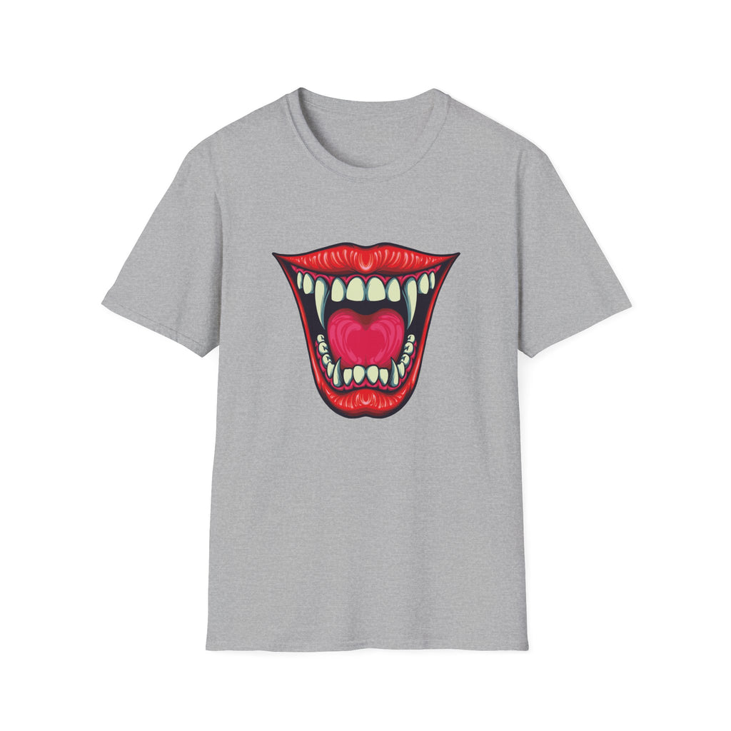 Bold Graphic Tee with Mouth Design, Unique Gift for Creative Souls, Statement Shirt for Parties, Unisex Softstyle T-Shirt, Casual Wear,