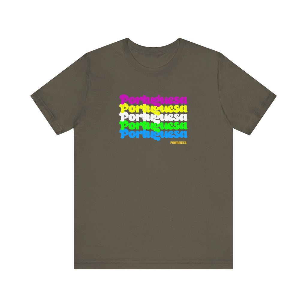 Portuguese Retro Rainbow Tee — "Portuguesa" Graphic T-Shirt