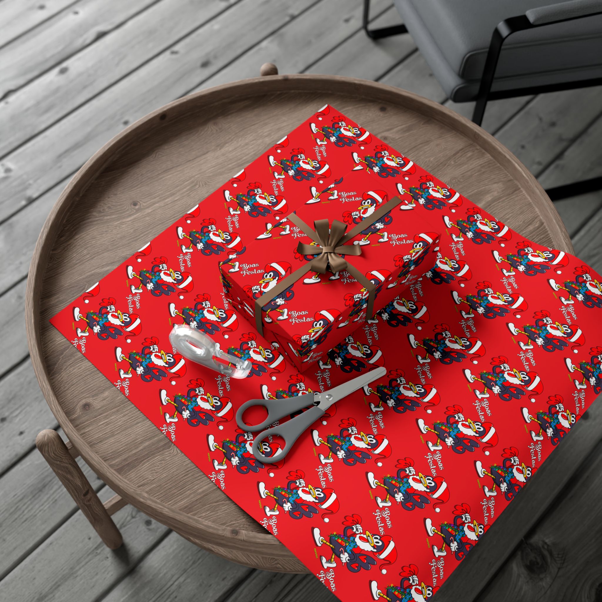 Boa Festa Rooster Gift Wrap Papers for Holidays, Christmas, Birthdays, Colorful Wrapping Paper, Fun Seasonal Decor, Gift