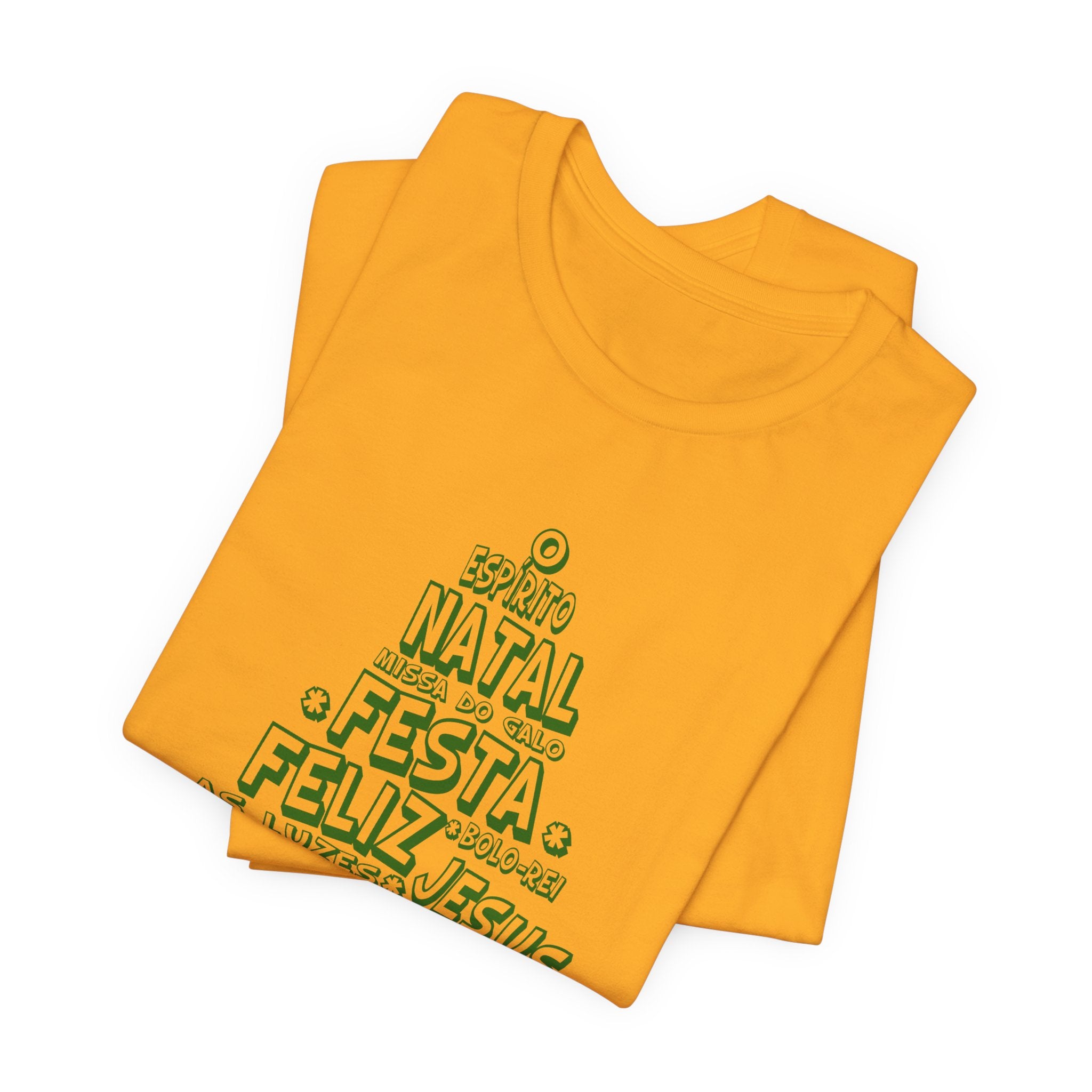 Portuguese Christmas Tree Typography Tee – Feliz Natal Portuguese Holiday T-Shirt