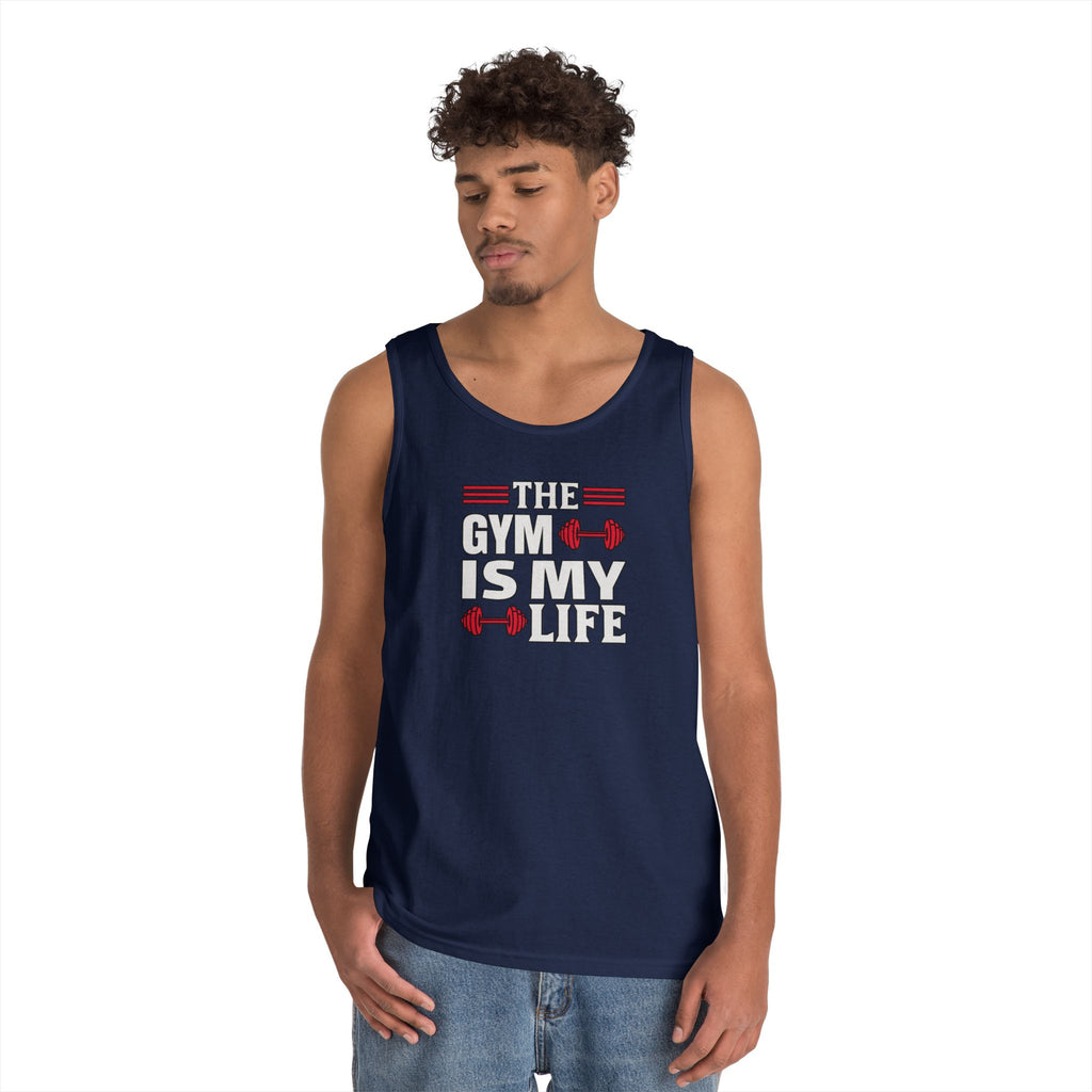 The Gym Is My Life Unisex Heavy Cotton Tank Top, Workout Shirt, Gym Apparel, Fitness Gift, Casual Wear, Athletic Tank