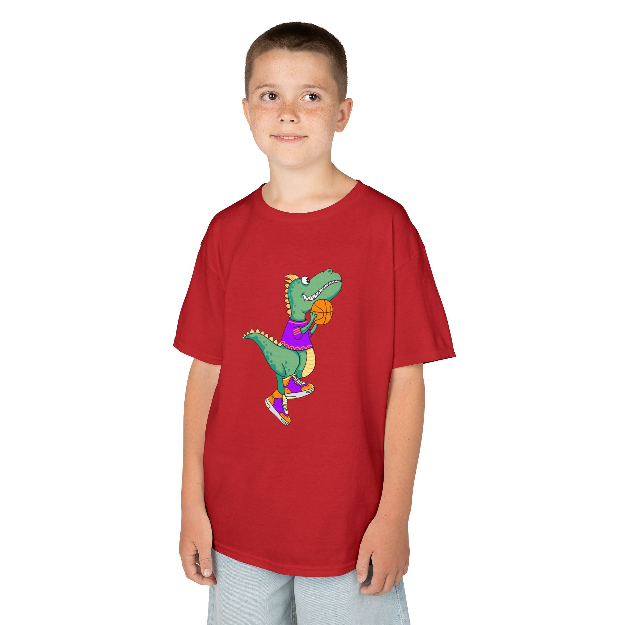 Dinosaur Basketball Kids Tee Fun Graphic Tee for Boys & Girls, Perfect for Birthdays, Playdates, Sports Events, Summer