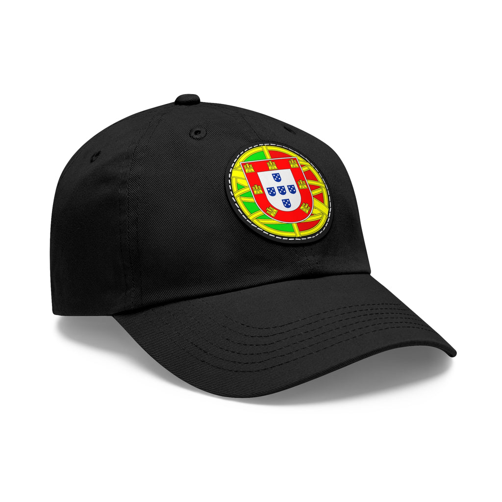 Portugal Flag Leather Patch Dad Hat — Embroidered Round Crest Baseball Cap