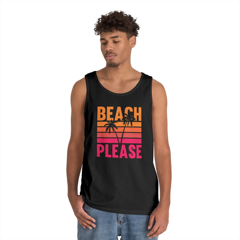 Beach Please Tank Top, Summer Apparel, Unisex Summer Wear, Vacation Style, Gift for Beach Lovers, Pool Party Outfit