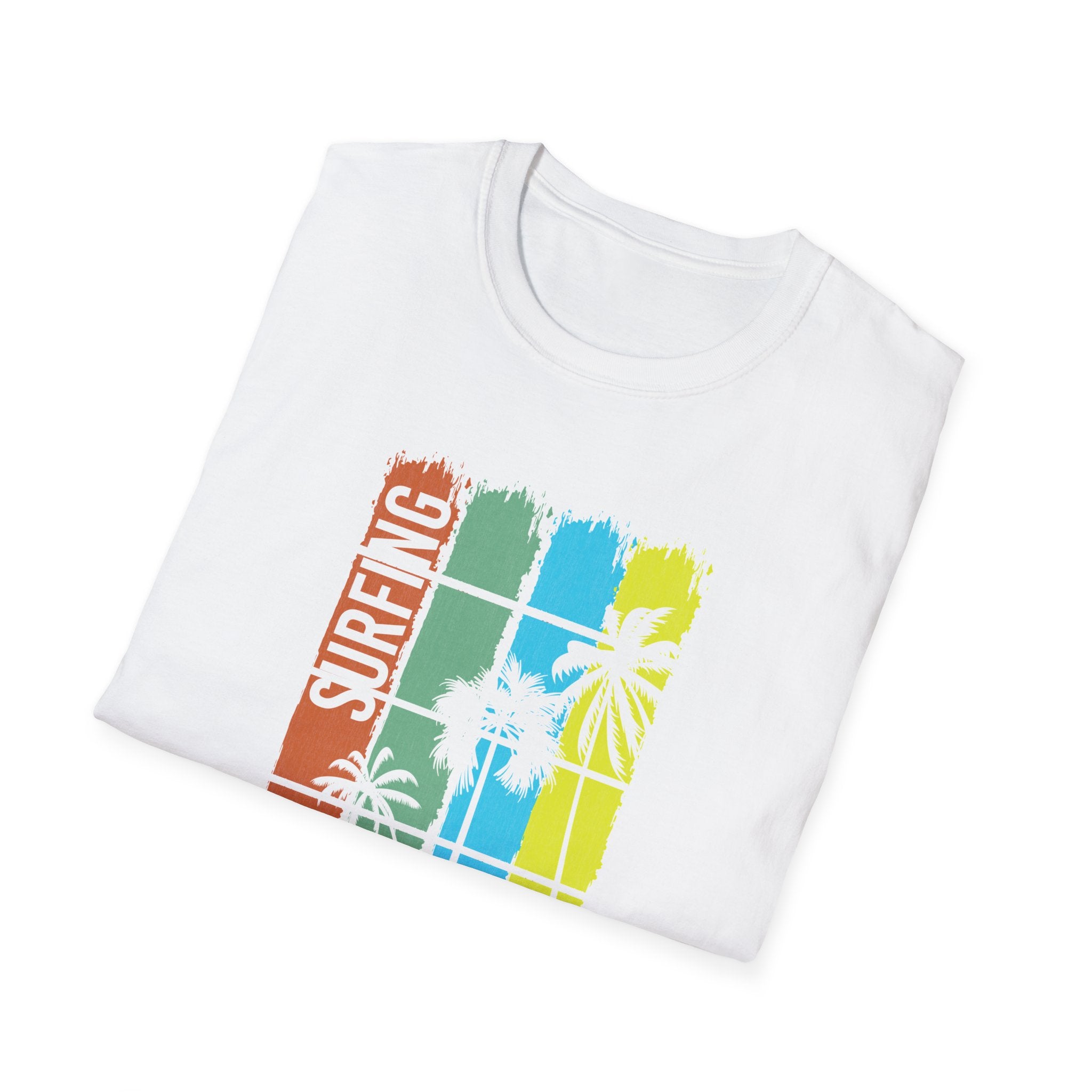 Surfing Vibes Unisex Softstyle T-Shirt, Relaxed Beachwear, Summer Fashion, Vacation Apparel, Perfect for Surf Lovers, Gift for Travelers