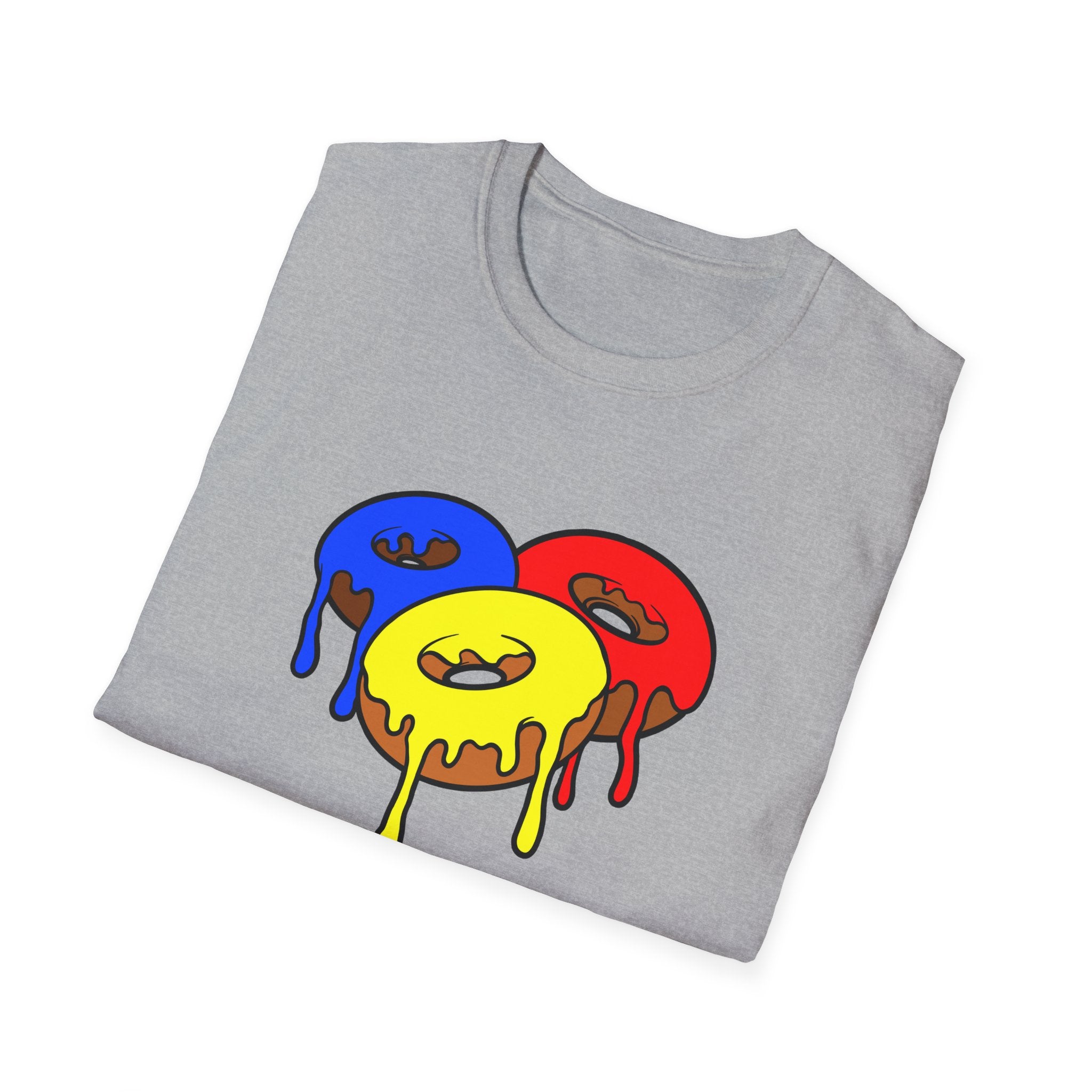Colorful Dripping Donuts Unisex T-Shirt, Foodie Tee, Summer Outfit, Gift for Bakers, Casual Wear, Sweet Treat Apparel