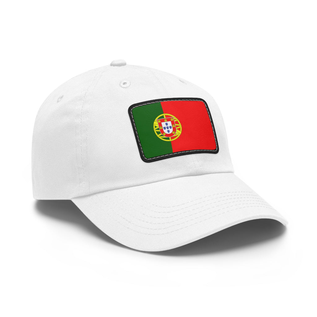 Portugal Flag Leather Patch Dad Hat – Vintage Rectangular Emblem Cap