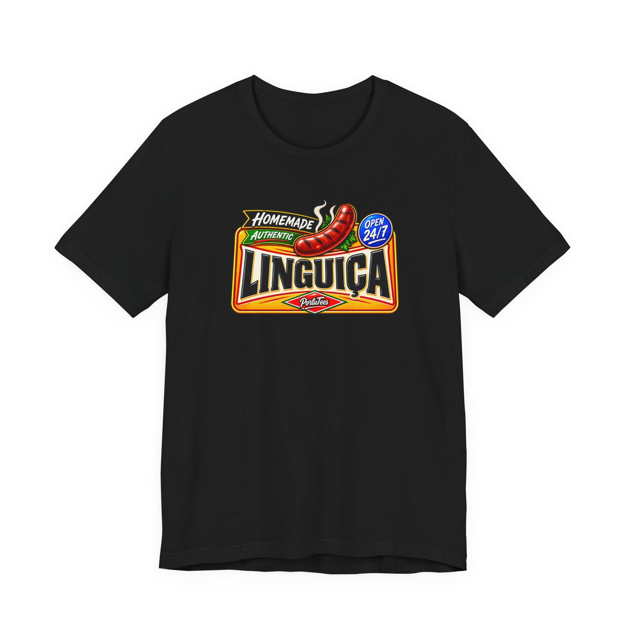 Linguica Sausage Vintage Label Tee — Homemade Authentic 24/7 Graphic T-Shirt