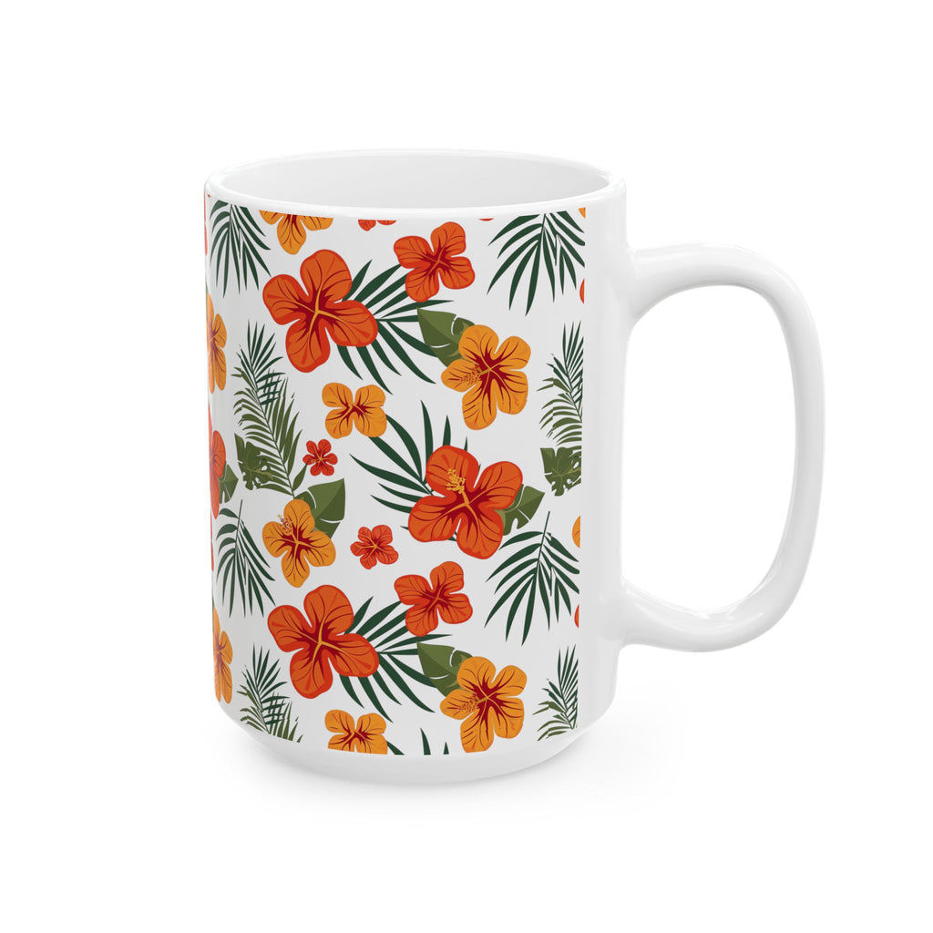 Tropical Floral Ceramic Mug, Perfect for Home or Office, Gift for Plant Lovers, Coffee Lover, Mother's Day, Summer Vibes