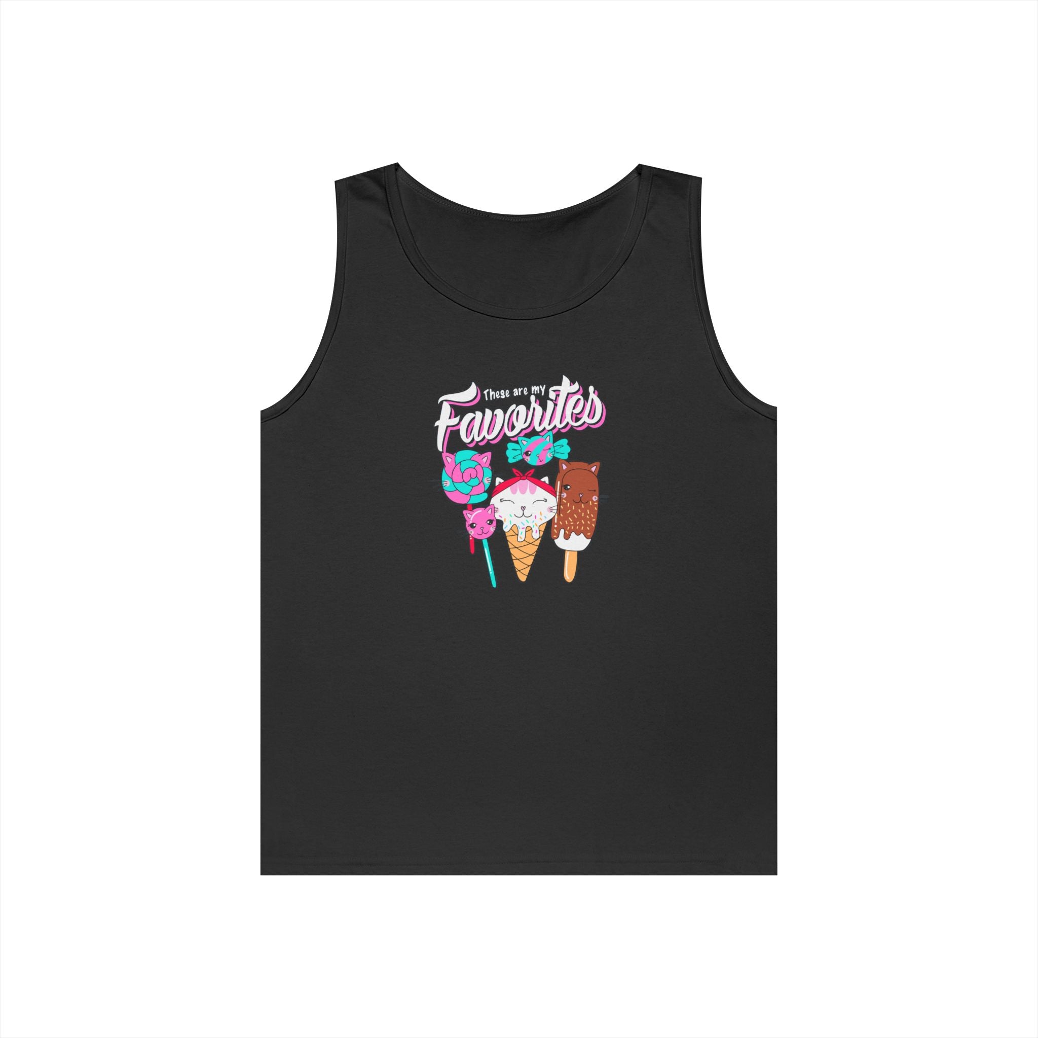 Ice Cream Favorites Tank Top, Summer Sleeveless Tee, Unisex Cotton Muscle Shirt, Ice Cream Lover Gift, Beachwear