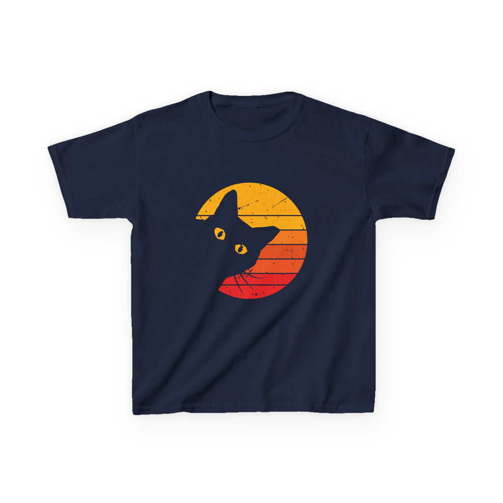 Sunset Cat Kids Tee, Fun T-Shirt for Cat Lovers, Perfect Gift for Birthdays, Unique Design for Animal Lovers, Summer Fashion