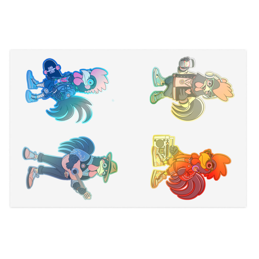 Fab Four Roosters Sticker Sheets, Fun Decals for Wall Art, Laptop, Scrapbooking, Gift for Farmers, Country Lovers, Collectible Stickers