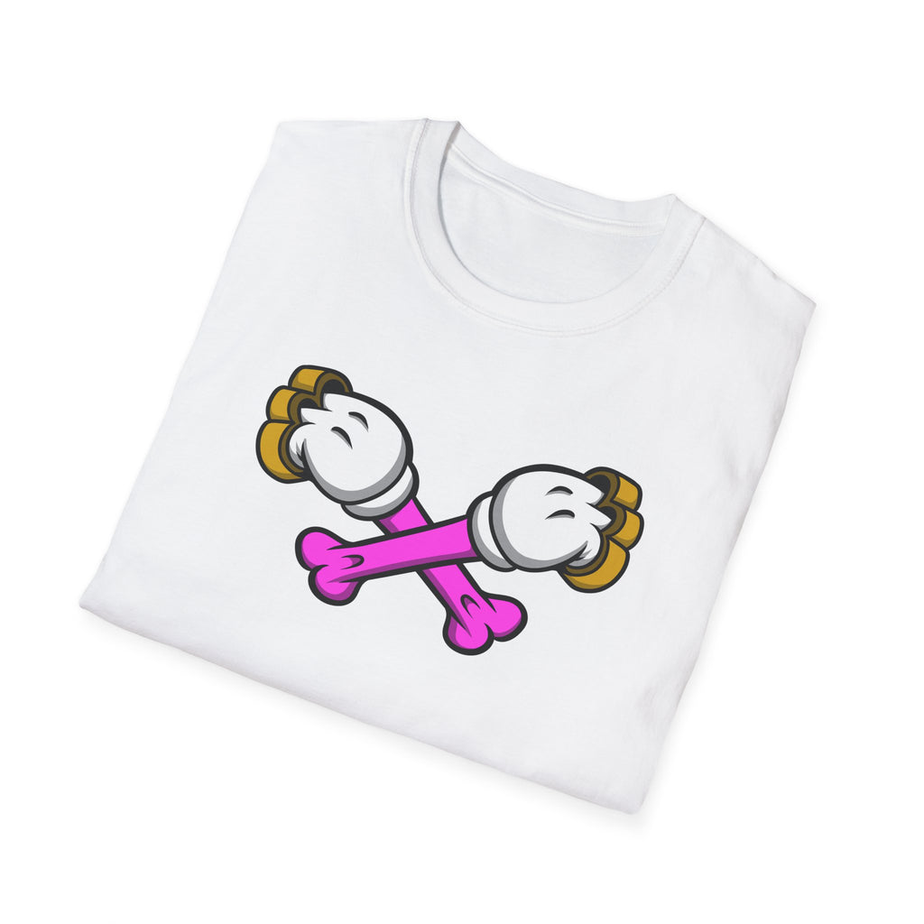 Playful Cartoon Bones Unisex T-Shirt, Casual Style, Fun Gift for Kids & Adults, Halloween Costume, Everyday Wear, Cartoon Graphic Tee