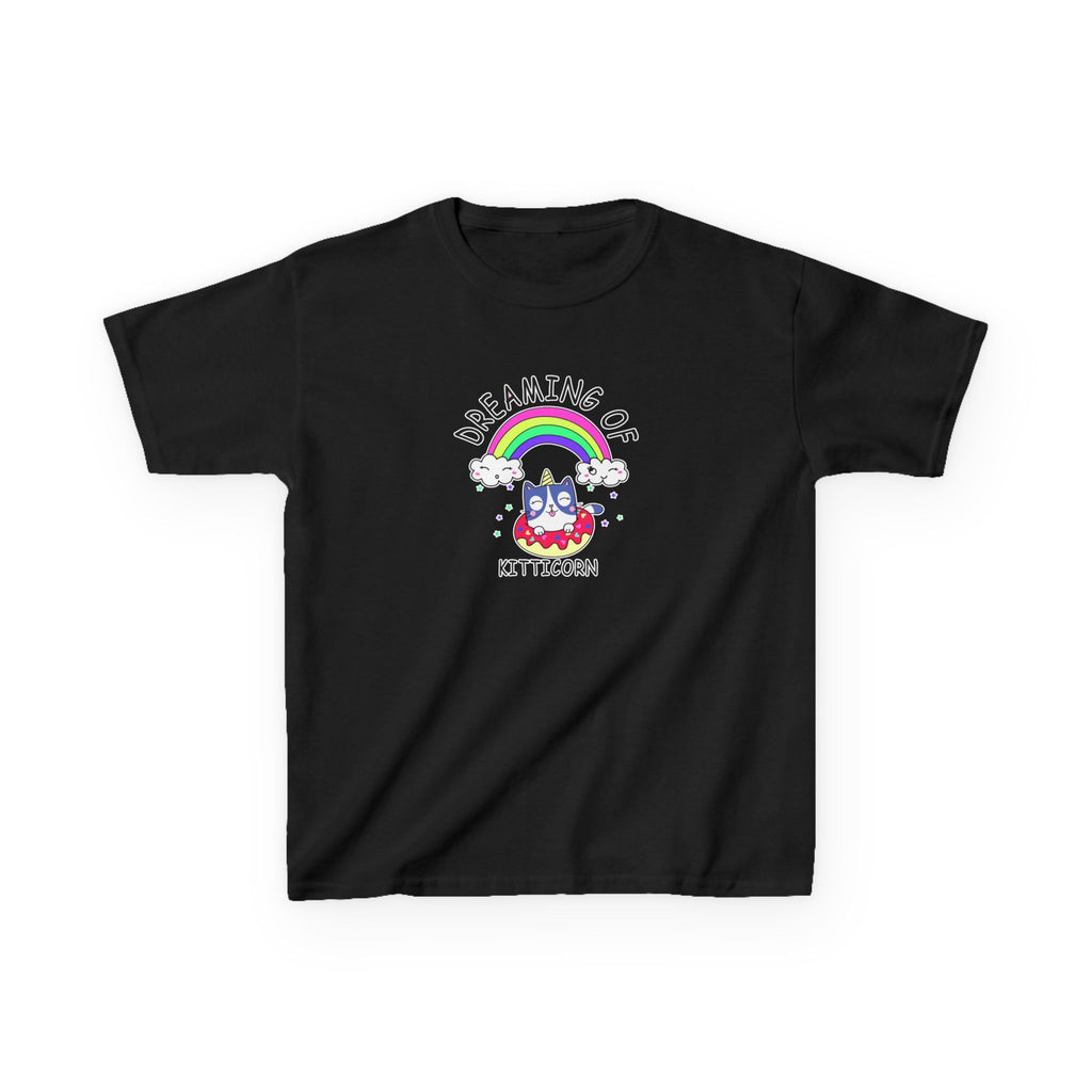 Dreaming of Kitticorn Kids Tee, Cute Cat Shirt, Fun Kids Apparel, Rainbow Tshirt, Birthday Gift, Summer Outfit