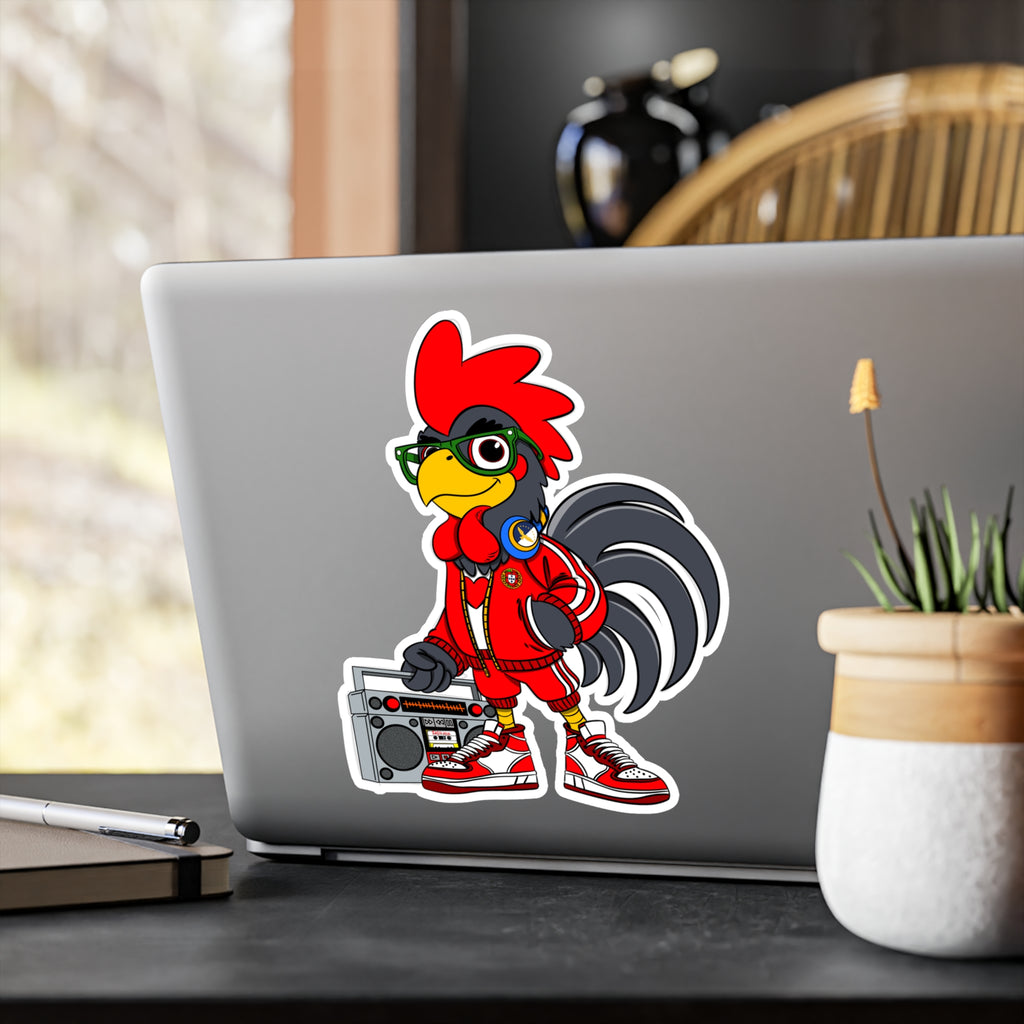 Hip-Hop Rooster Vinyl Decal, Fun Stickers for Laptop, Car, Wall, Office Decor, Gift for Chicken Lovers, Retro Vibe