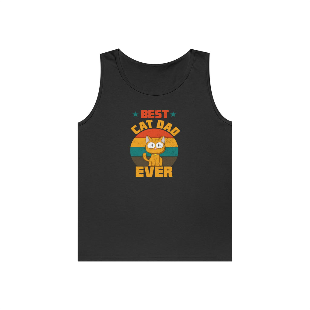 Best Cat Dad Ever Unisex Heavy Cotton Tank Top | Gift for Cat Lovers, Pet Dad Shirt, Father's Day, Birthday, Casual Wear