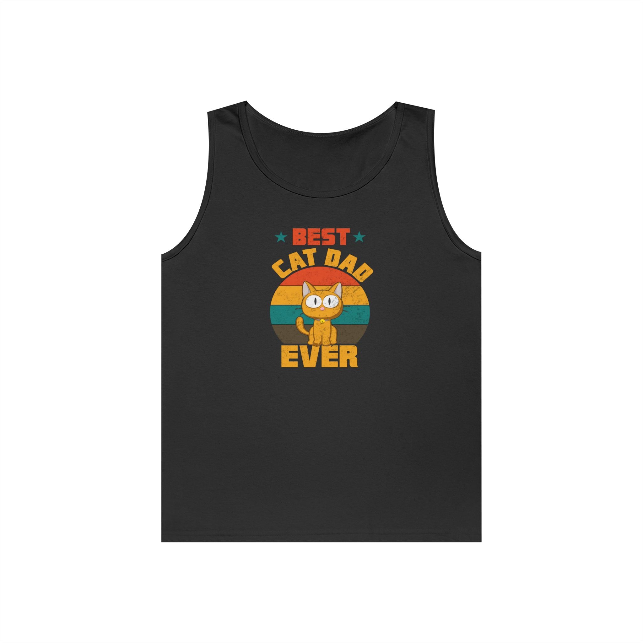 Best Cat Dad Ever Unisex Heavy Cotton Tank Top | Gift for Cat Lovers, Pet Dad Shirt, Father's Day, Birthday, Casual Wear