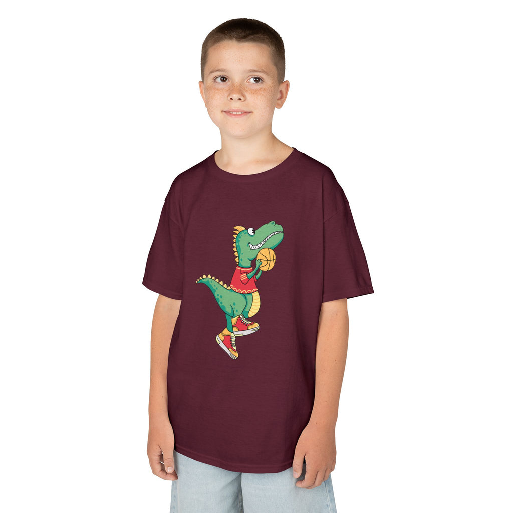 Dinosaur Basketball Kids Tee Fun Graphic Tee for Boys & Girls, Perfect for Birthdays, Playdates, Sports Events, Summer