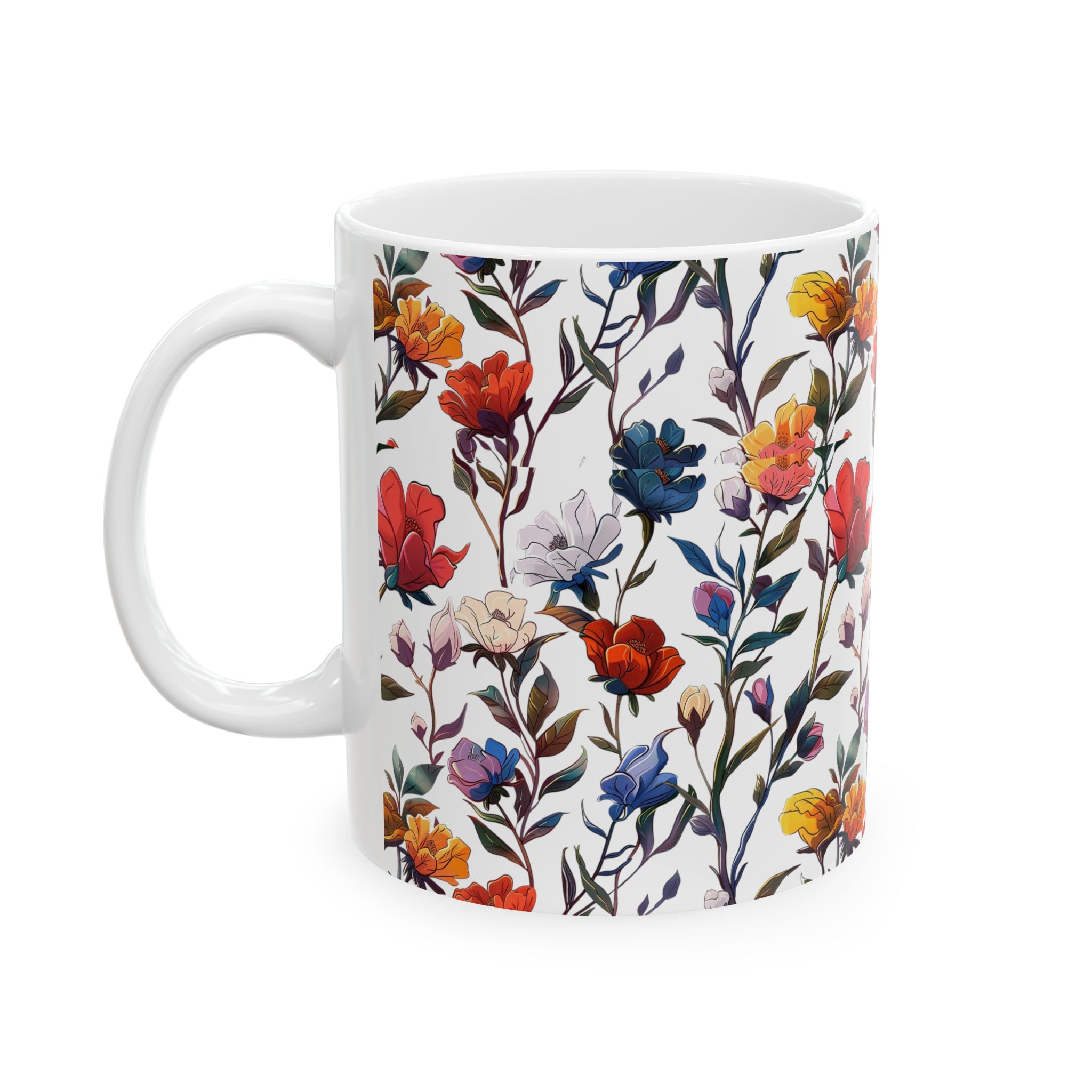 Floral Design Ceramic Mug, Beautiful Gift for Tea Coffee Lovers, Perfect for Mother's Day, Birthdays, Home Decor, 11oz & 15oz