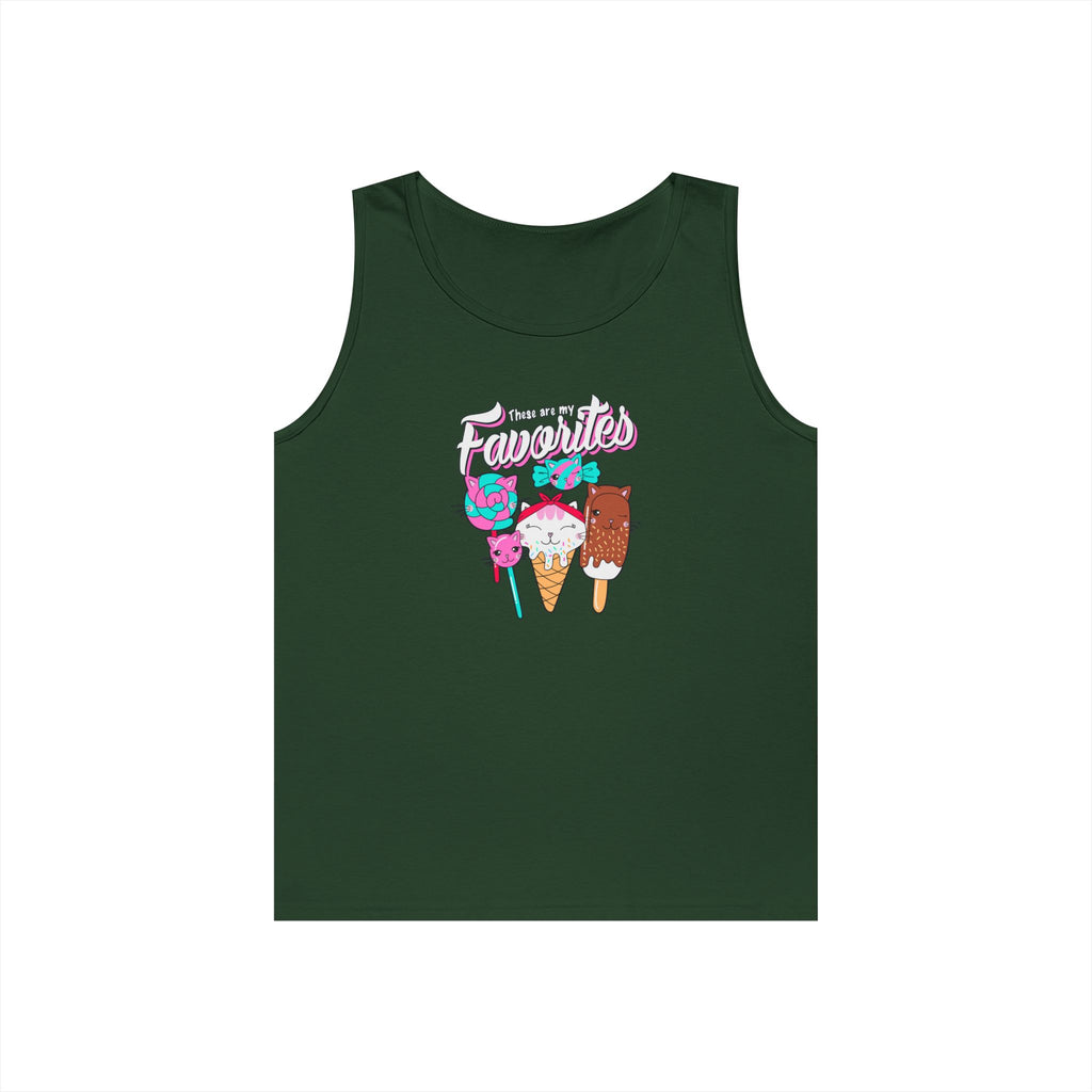 Ice Cream Favorites Tank Top, Summer Sleeveless Tee, Unisex Cotton Muscle Shirt, Ice Cream Lover Gift, Beachwear