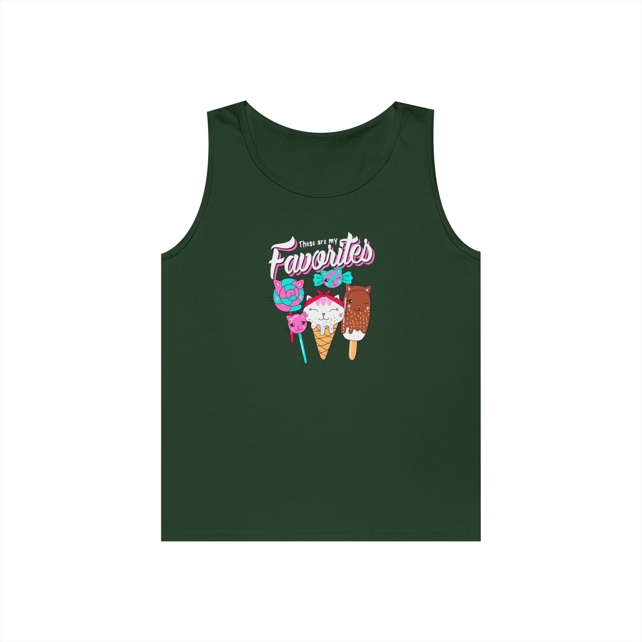 Ice Cream Favorites Tank Top, Summer Sleeveless Tee, Unisex Cotton Muscle Shirt, Ice Cream Lover Gift, Beachwear
